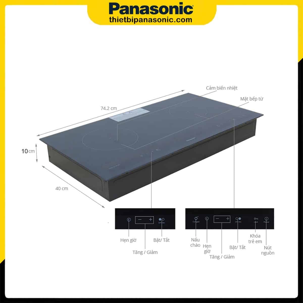 Bếp điện từ âm Panasonic KY-A227E | Màu Đen, 6400W